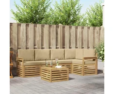 Lauko sofos komplektas 6 pcs Balta ir kreminė 59 x 59 x 37 cm