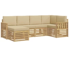 Lauko sofos komplektas 6 pcs Balta ir kreminė