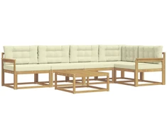 Lauko sofos komplektas 6 pcs Balta ir kreminė 79 x 79 x 37 cm