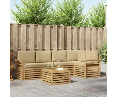 Lauko sofos komplektas 6 pcs Balta ir kreminė 59 x 59 x 37 cm