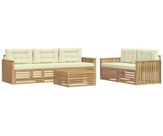 Lauko sofos komplektas 6 pcs Balta ir kreminė