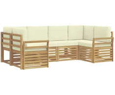 Lauko sofos komplektas 6 pcs Balta ir kreminė
