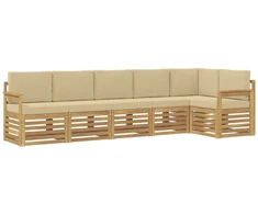 Lauko sofos komplektas 6 pcs Balta ir kreminė