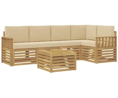 Lauko sofos komplektas 6 pcs Balta ir kreminė 59 x 59 x 37 cm