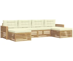 Lauko sofos komplektas 6 pcs Balta ir kreminė