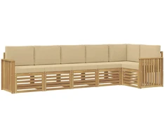 Lauko sofos komplektas 6 pcs Balta ir kreminė