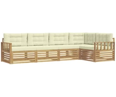Lauko sofos komplektas 6 pcs Balta ir kreminė Poliesteris