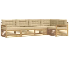 Lauko sofos komplektas 6 pcs Balta ir kreminė Poliesteris