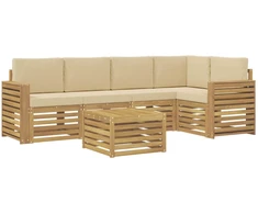 Lauko sofos komplektas 6 pcs Balta ir kreminė 59 x 59 x 37 cm