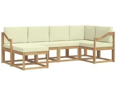 Lauko sofos komplektas 6 pcs Balta ir kreminė Poliesteris