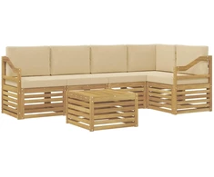 Lauko sofos komplektas 6 pcs Balta ir kreminė 59 x 59 x 37 cm