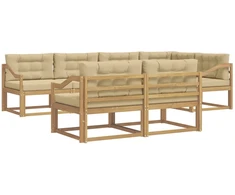 Lauko sofos komplektas 6 pcs Balta ir kreminė Poliesteris