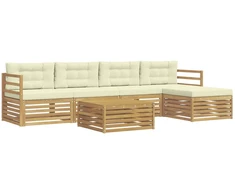 Lauko sofos komplektas 6 pcs Balta ir kreminė 79 x 79 x 37 cm
