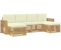 Lauko sofos komplektas 6 pcs Balta ir kreminė