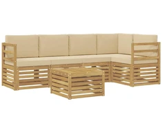 Lauko sofos komplektas 6 pcs Balta ir kreminė 59 x 59 x 37 cm