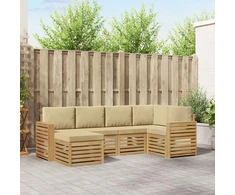 Lauko sofos komplektas 6 pcs Balta ir kreminė Poliesteris