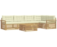 Lauko sofos komplektas 6 pcs Balta ir kreminė 79 x 79 x 37 cm
