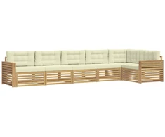 Lauko sofos komplektas 6 pcs Balta ir kreminė