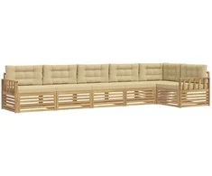 Lauko sofos komplektas 6 pcs Balta ir kreminė Poliesteris