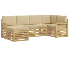 Lauko sofos komplektas 6 pcs Balta ir kreminė