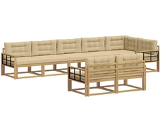 Lauko sofos komplektas 6 pcs Balta ir kreminė Poliesteris