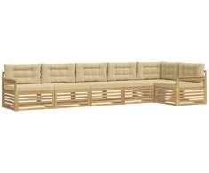 Lauko sofos komplektas 6 pcs Balta ir kreminė Poliesteris
