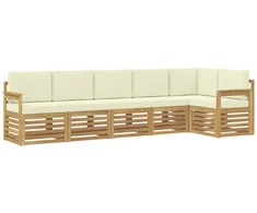 Lauko sofos komplektas 6 pcs Balta ir kreminė