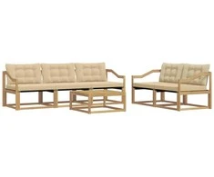 Lauko sofos komplektas 6 pcs Balta ir kreminė 79 x 79 x 37 cm
