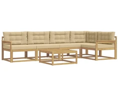 Lauko sofos komplektas 6 pcs Balta ir kreminė 79 x 79 x 37 cm