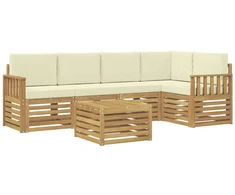 Lauko sofos komplektas 6 pcs Balta ir kreminė 59 x 59 x 37 cm
