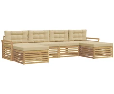 Lauko sofos komplektas 6 pcs Balta ir kreminė