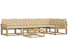 Lauko sofos komplektas 6 pcs Balta ir kreminė 79 x 79 x 37 cm