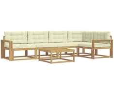 Lauko sofos komplektas 6 pcs Balta ir kreminė 79 x 79 x 37 cm
