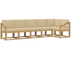 Lauko sofos komplektas 6 pcs Balta ir kreminė Poliesteris
