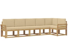 Lauko sofos komplektas 6 pcs Balta ir kreminė Poliesteris