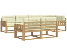 Lauko sofos komplektas 6 pcs Balta ir kreminė Poliesteris