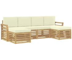 Lauko sofos komplektas 6 pcs Balta ir kreminė