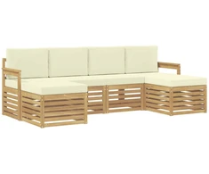 Lauko sofos komplektas 6 pcs Balta ir kreminė