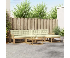 Lauko sofos komplektas 6 pcs Balta ir kreminė 79 x 79 x 37 cm