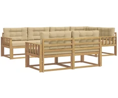 Lauko sofos komplektas 6 pcs Balta ir kreminė Poliesteris