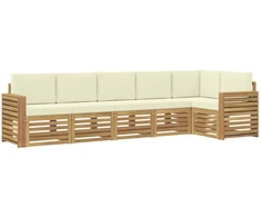 Lauko sofos komplektas 6 pcs Balta ir kreminė