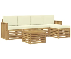 Lauko sofos komplektas 6 pcs Balta ir kreminė 59 x 59 x 37 cm