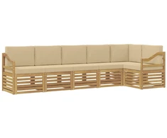 Lauko sofos komplektas 6 pcs Balta ir kreminė