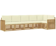 Lauko sofos komplektas 6 pcs Balta ir kreminė