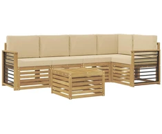 Lauko sofos komplektas 6 pcs Balta ir kreminė 59 x 59 x 37 cm