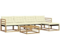 Lauko sofos komplektas 6 pcs Balta ir kreminė