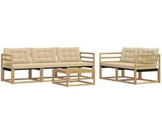 Lauko sofos komplektas 6 pcs Balta ir kreminė 79 x 79 x 37 cm