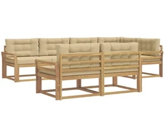 Lauko sofos komplektas 6 pcs Balta ir kreminė Poliesteris