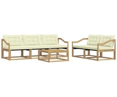 Lauko sofos komplektas 6 pcs Balta ir kreminė 79 x 79 x 37 cm