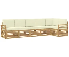 Lauko sofos komplektas 6 pcs Balta ir kreminė